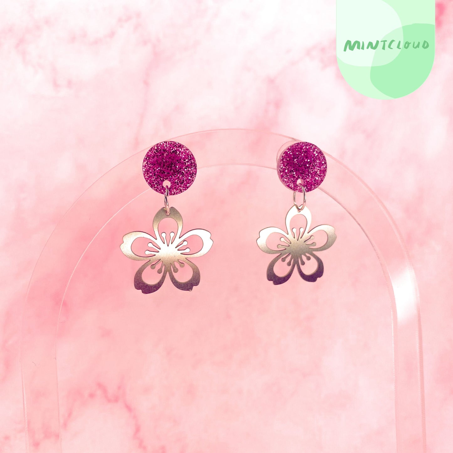 Brass Dangles - Cherry BlossomFrom Mintcloud Studio, an online jewellery store based in Adelaide South Australia