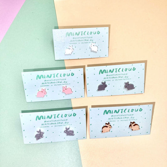 Mintcloud Earrings - Easter Bunny Studs from have you met charlie a gift shop in Adelaide south Australian with unique handmade gifts