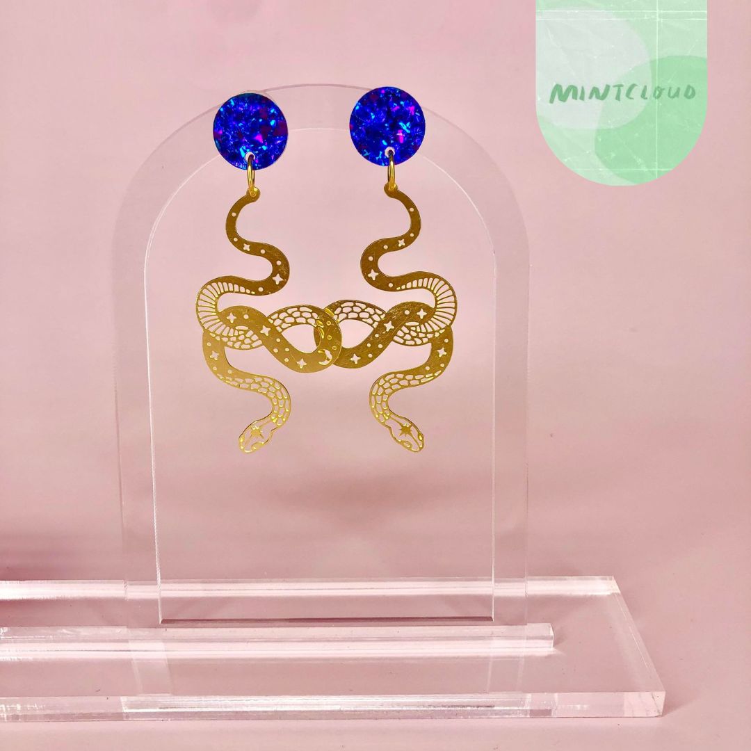 Brass Dangles - Mystic Serpent From Mintcloud Studio, an online jewellery store based in Adelaide South Australia