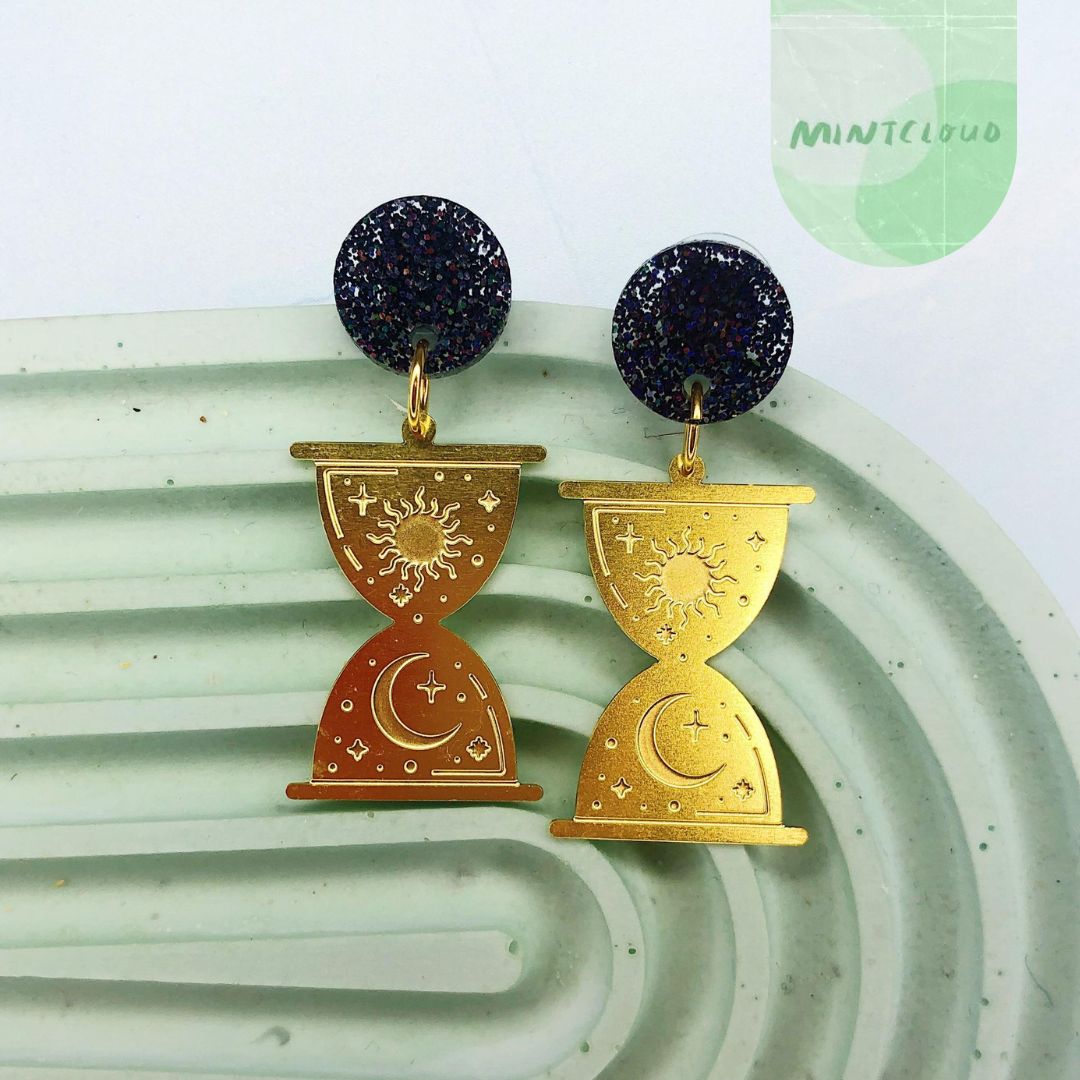 Brass Dangles - Mystic Hourglass From Mintcloud Studio, an online jewellery store based in Adelaide South Australia