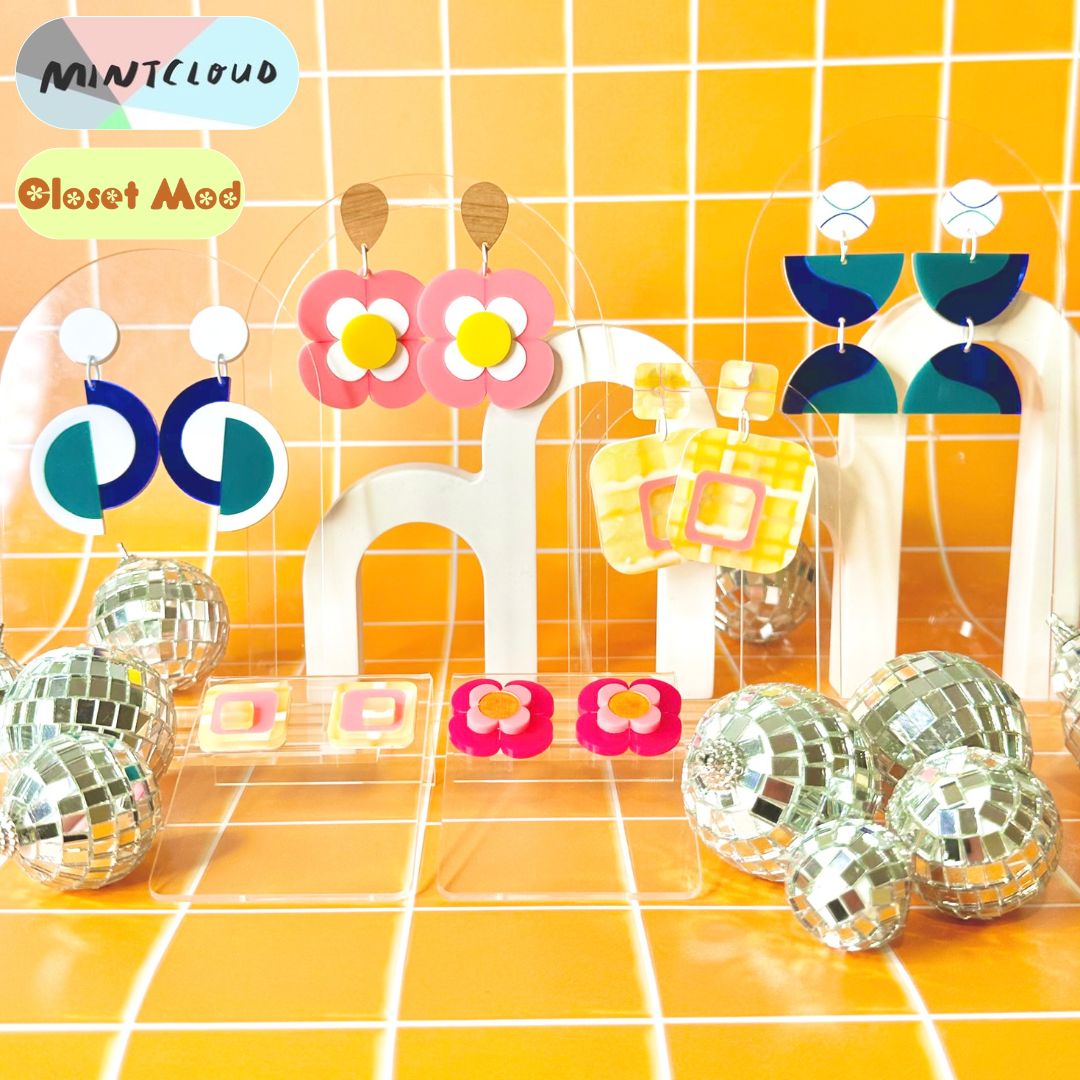 Closet Mod x Mintcloud Collaboration Earrings - The Plaid Dangle From Mintcloud Studio, an online jewellery store based in Adelaide South Australia