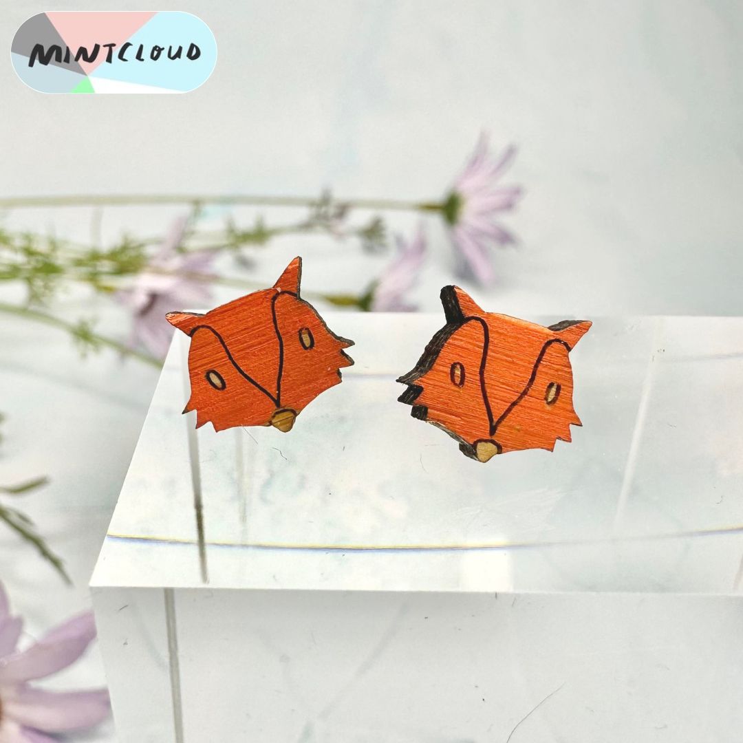 Critter Face Studs From Mintcloud Studio, an online jewellery store based in Adelaide South Australia