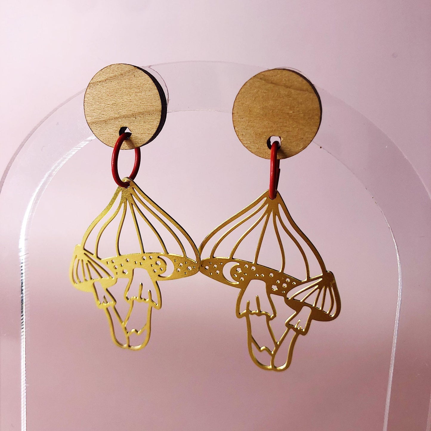 Brass Dangles - Mystic Mushrooms From Mintcloud Studio, an online jewellery store based in Adelaide South Australia