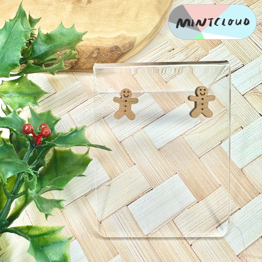Christmas Stud Earrings - Gingerbread People Various Colours