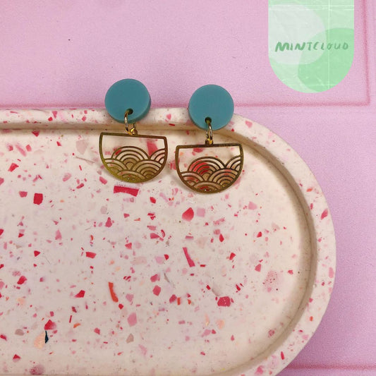 Brass Dangles - Scallop Half Circle From Mintcloud Studio, an online jewellery store based in Adelaide South Australia
