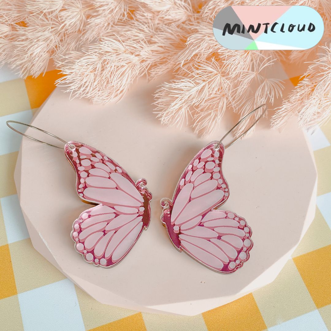 Double Butterfly Dangles - Various Colours From Mintcloud Studio, an online jewellery store based in Adelaide South Australia
