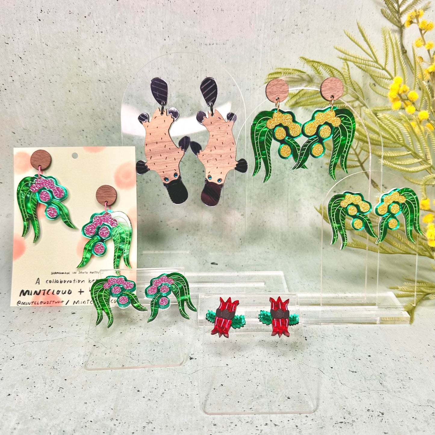Mintcloud x Little Harlequin Studio Collaboration Brooch - Wattle