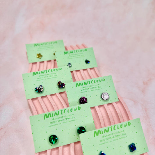 Chunky Sparkle Studs - Various Colours and Designs From Mintcloud Studio, an online jewellery store based in Adelaide South Australia