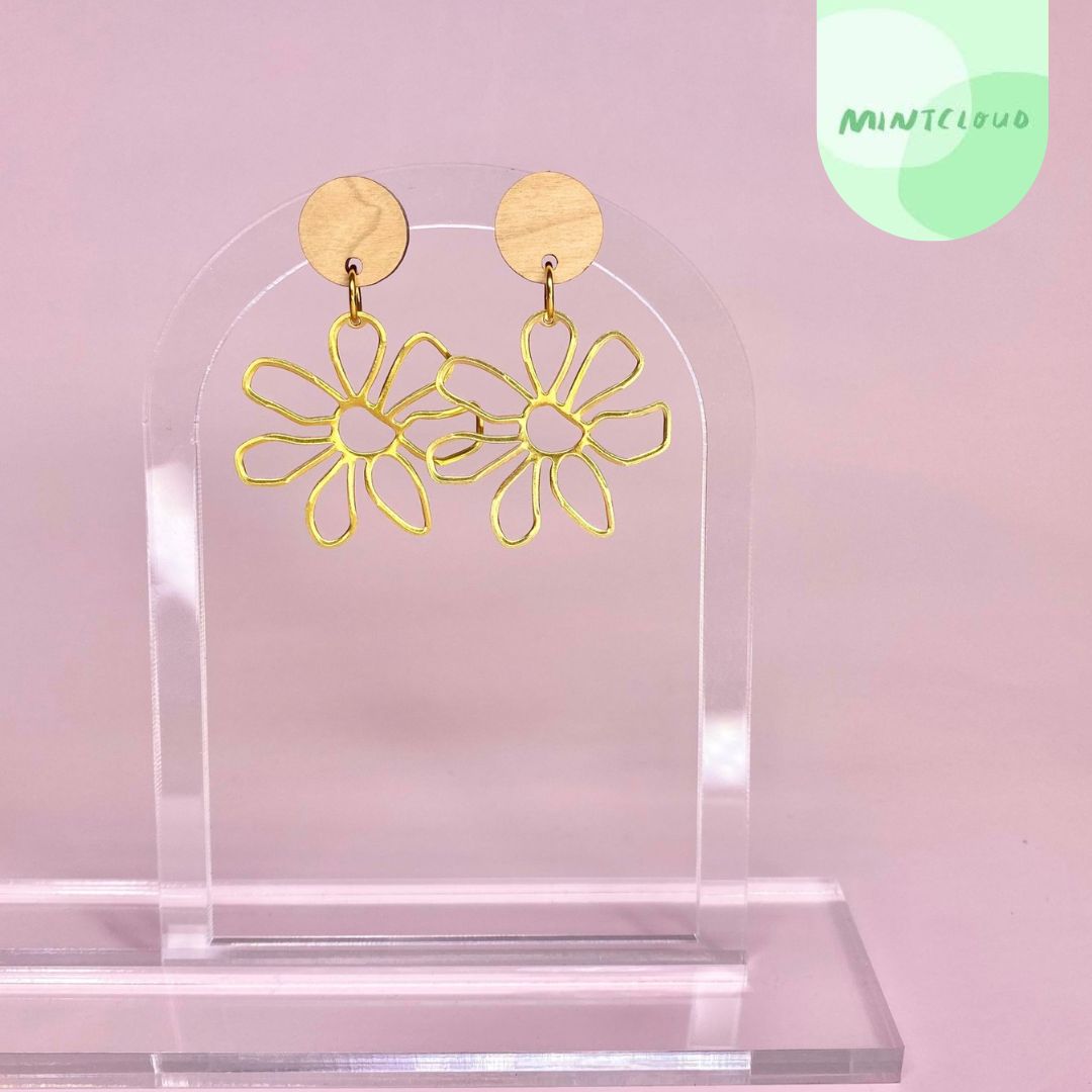Brass Dangles - Daisy From Mintcloud Studio, an online jewellery store based in Adelaide South Australia