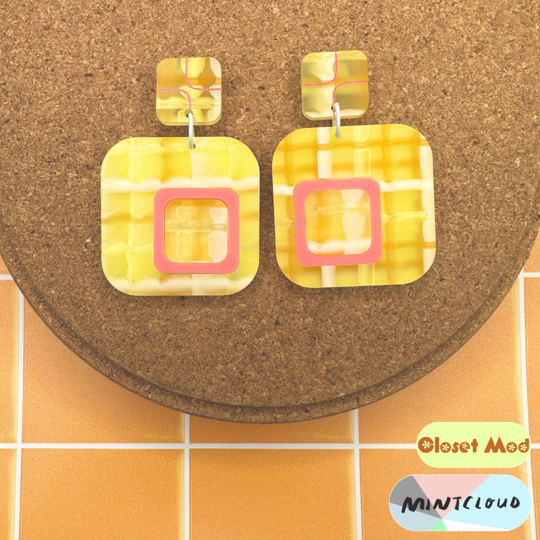 Closet Mod x Mintcloud Collaboration Earrings - The Plaid Dangle From Mintcloud Studio, an online jewellery store based in Adelaide South Australia