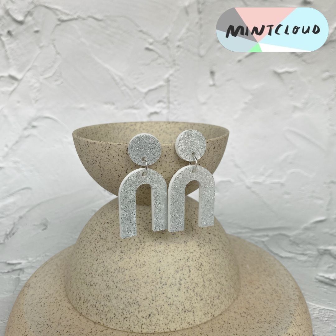 Bento Silver Glitter - Various Designs From Mintcloud Studio, an online jewellery store based in Adelaide South Australia