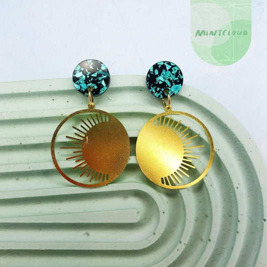 Brass Dangles - Eclipse From Mintcloud Studio, an online jewellery store based in Adelaide South Australia
