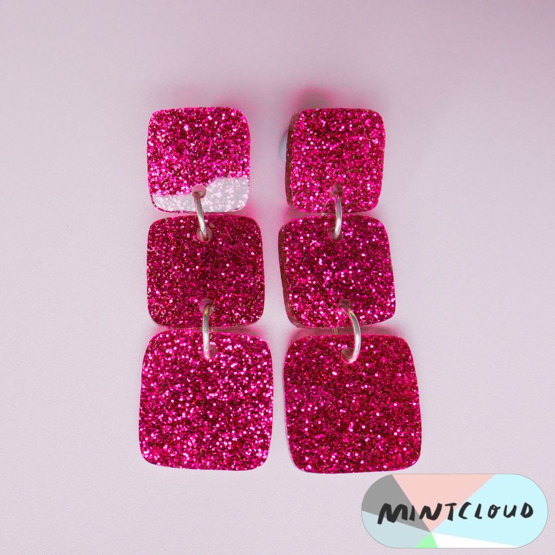 Square Triplets Dangles - Various Colours