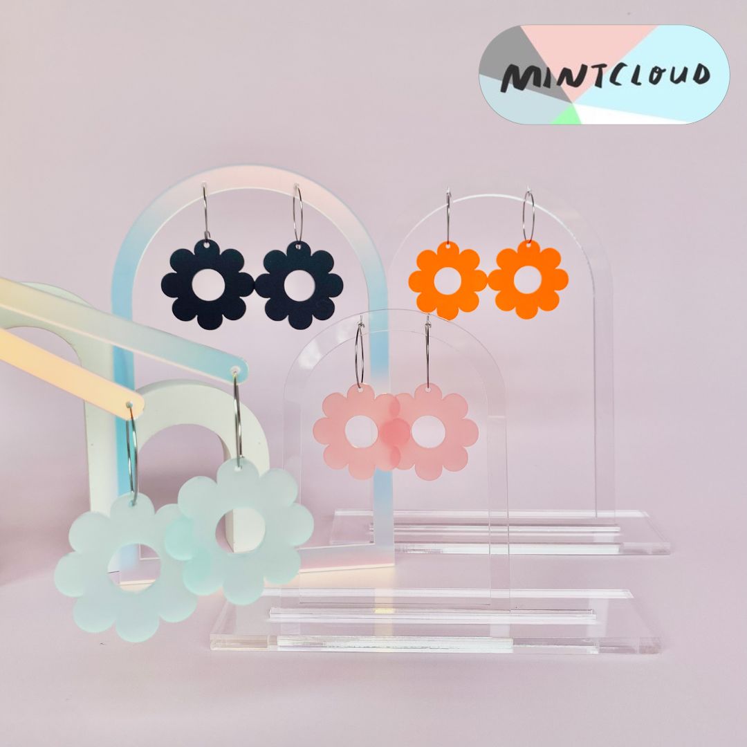 Coloured Daisy Dangles - Various Colours From Mintcloud Studio, an online jewellery store based in Adelaide South Australia