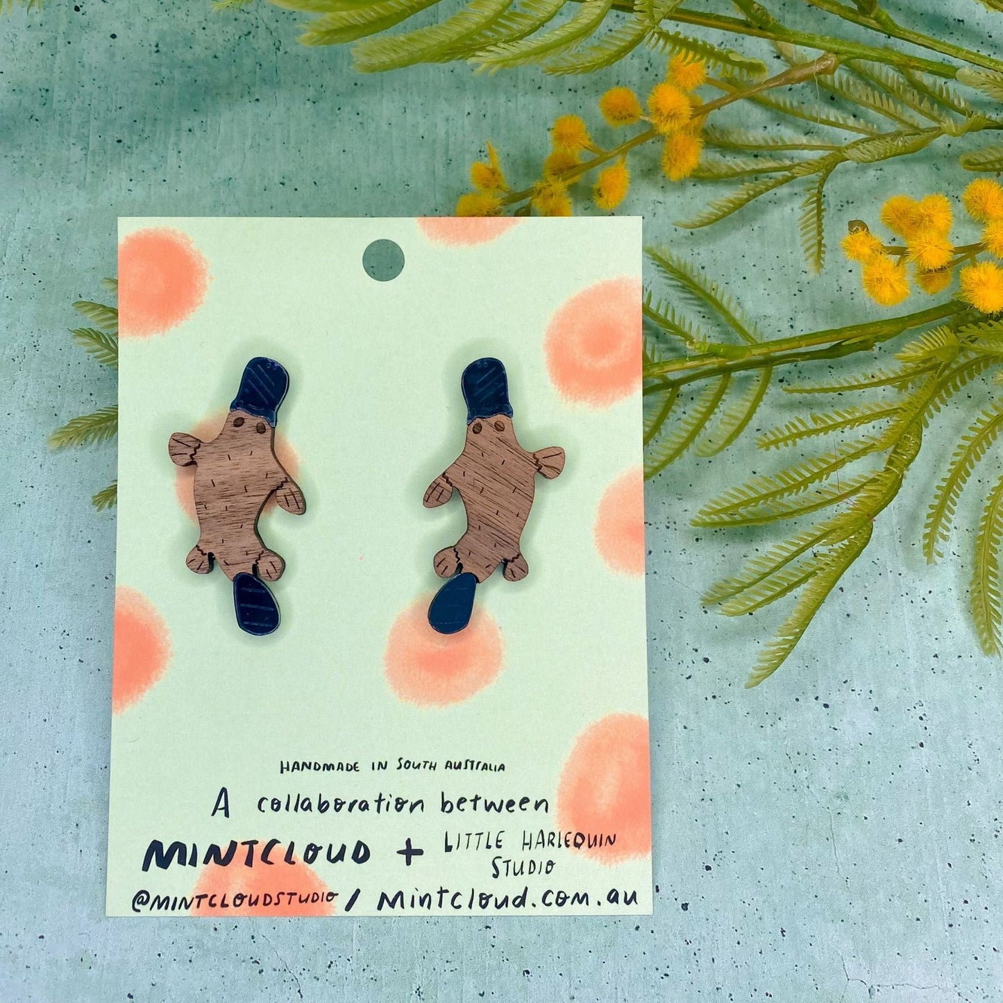 Mintcloud x Little Harlequin Studio Collaboration Earrings - Percy The Platypus Studs