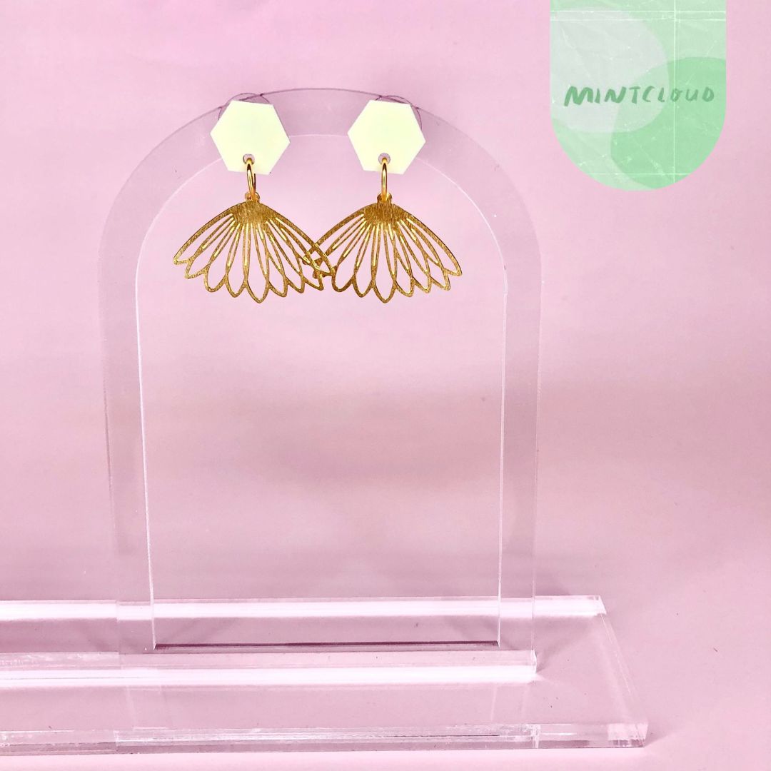 Brass Dangles - Cone Flower From Mintcloud Studio, an online jewellery store based in Adelaide South Australia