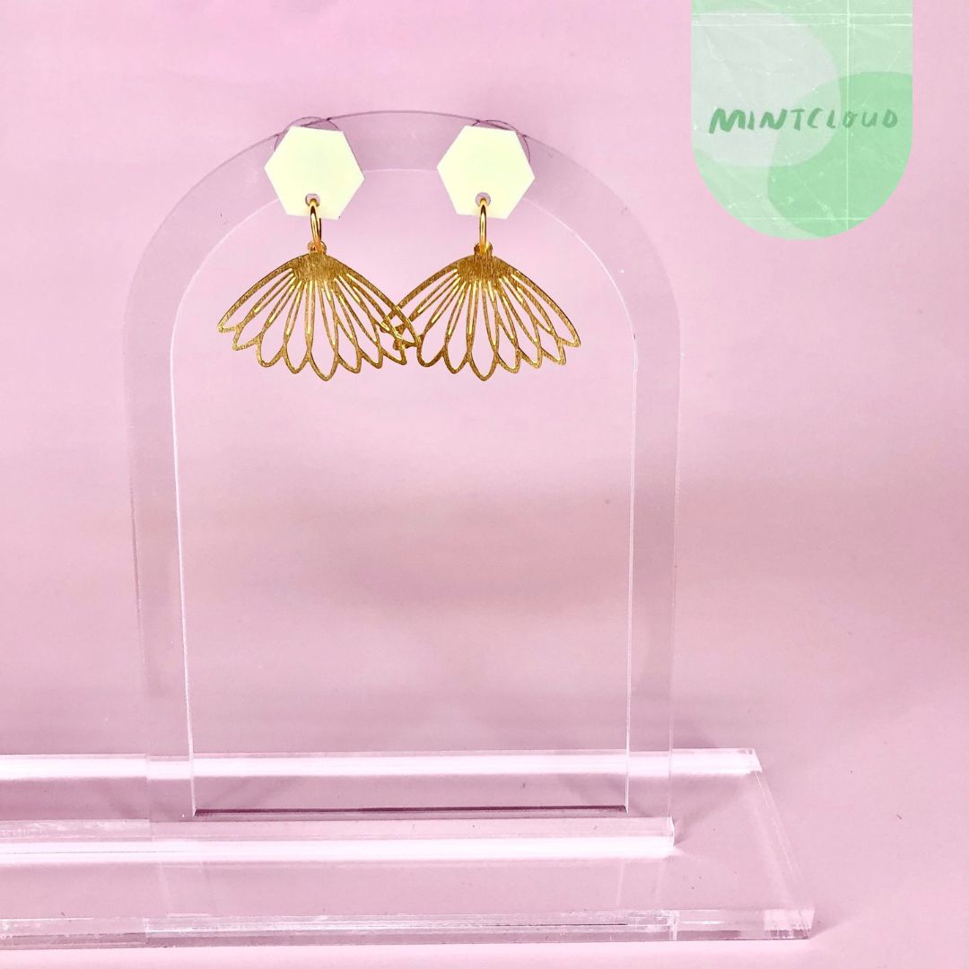 Brass Dangles - Cone Flower From Mintcloud Studio, an online jewellery store based in Adelaide South Australia