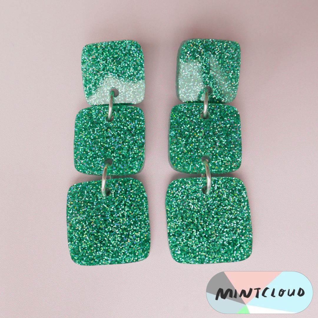 Square Triplets Dangles - Various Colours