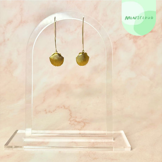 Brass Dangles - Shell From Mintcloud Studio, an online jewellery store based in Adelaide South Australia
