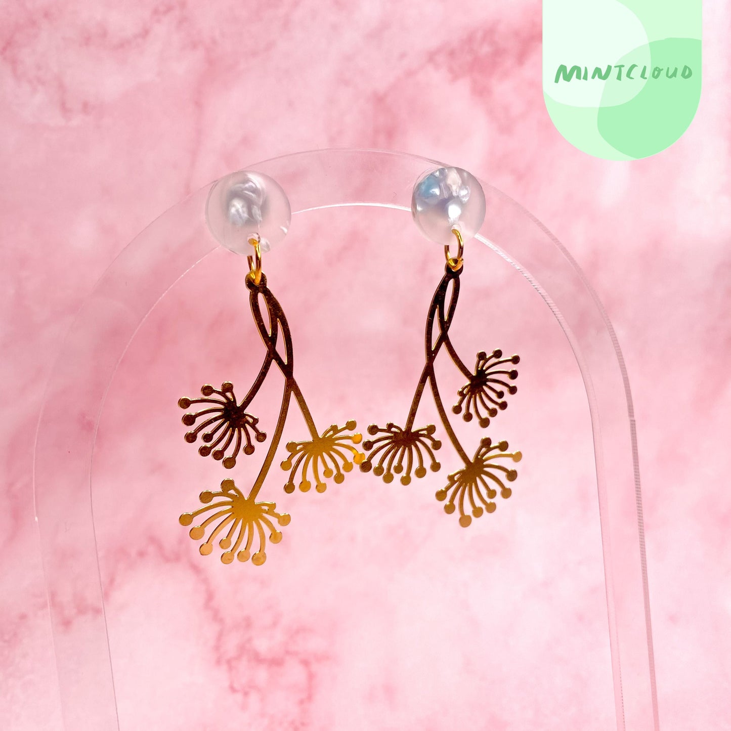 Brass Dangles - Dandelion From Mintcloud Studio, an online jewellery store based in Adelaide South Australia