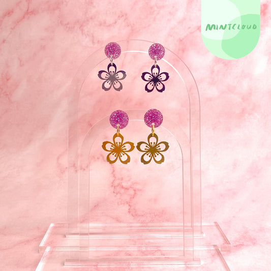 Brass Dangles - Cherry BlossomFrom Mintcloud Studio, an online jewellery store based in Adelaide South Australia