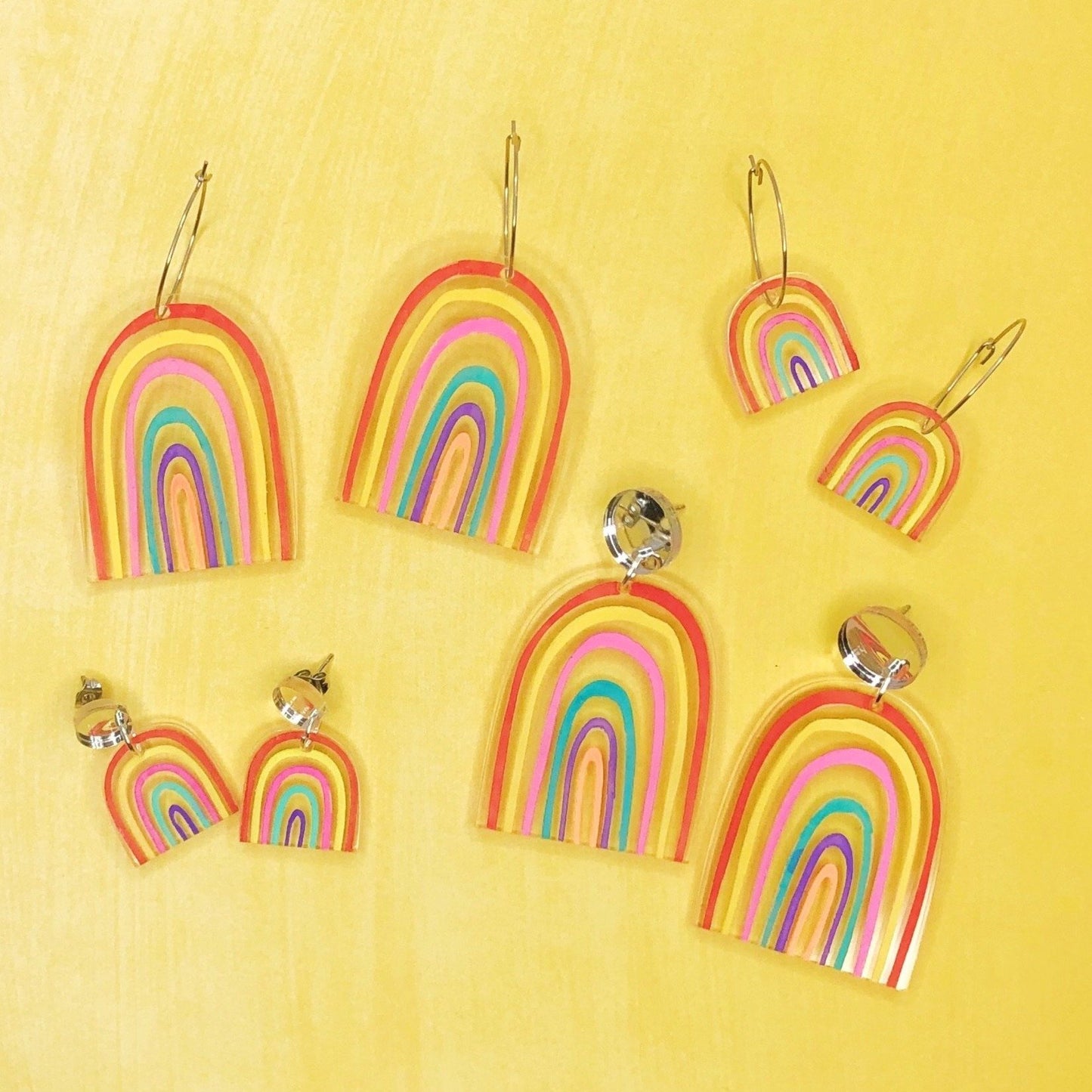 Hand Painted Rainbow Dangles - Various Designs From Mintcloud Studio, an online jewellery store based in Adelaide South Australia