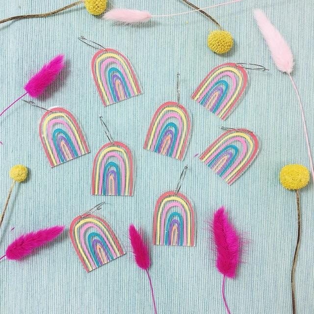 Hand Painted Rainbow Dangles - Various Designs From Mintcloud Studio, an online jewellery store based in Adelaide South Australia