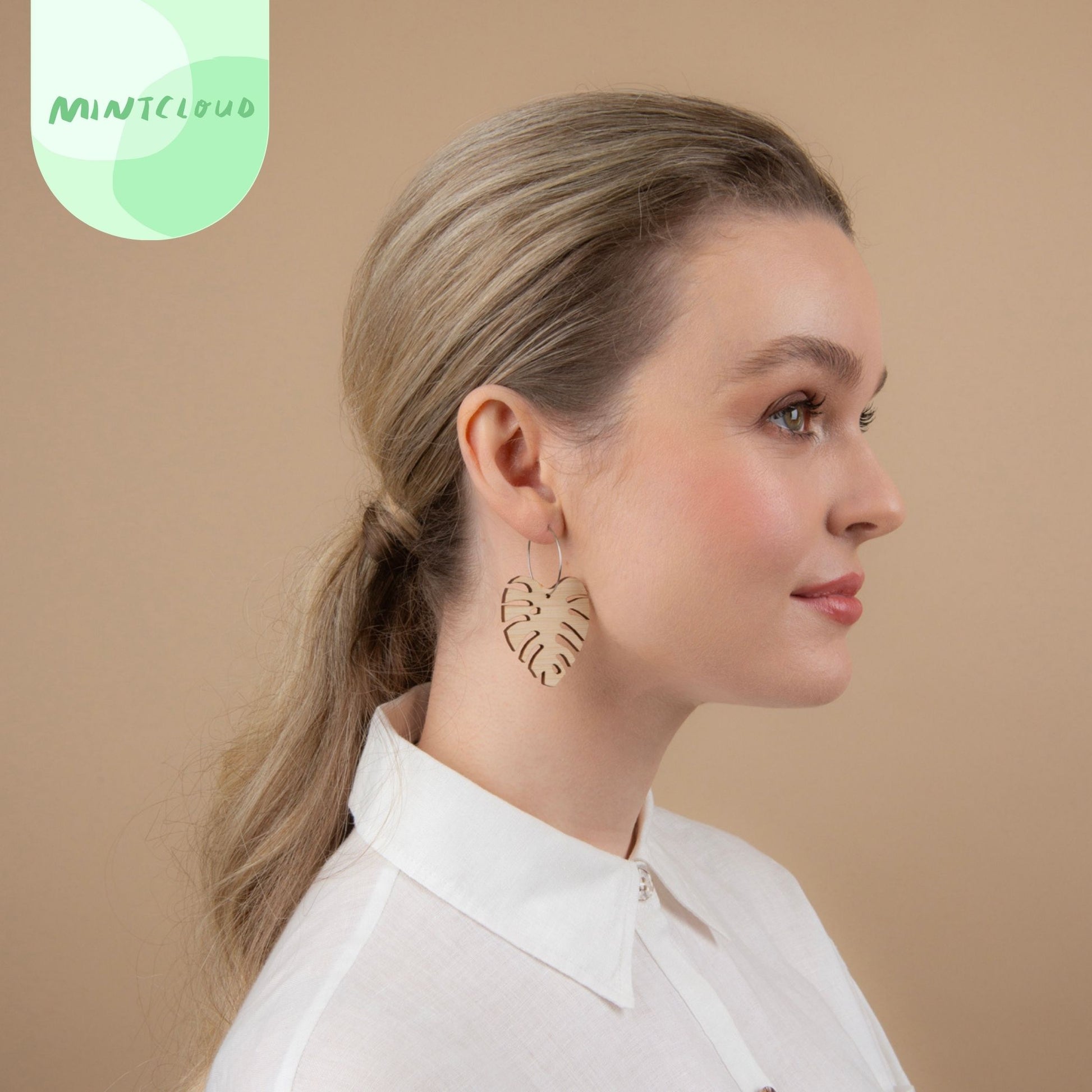 Medium Monstera Leaf Dangles From Mintcloud Studio, an online jewellery store based in Adelaide South Australia