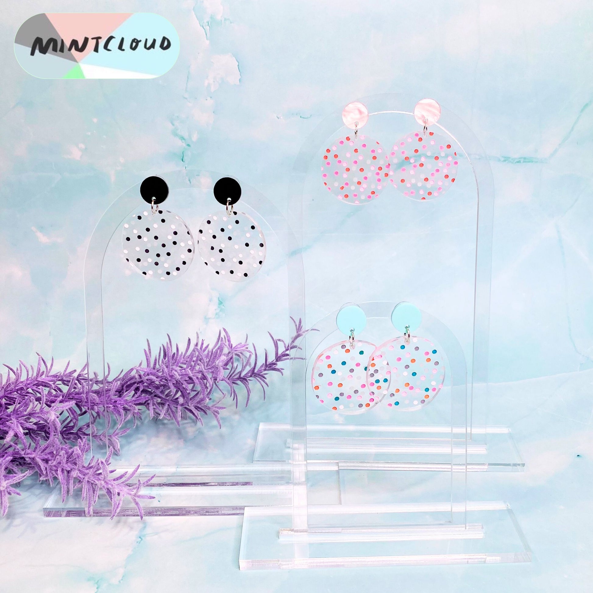 Confetti Dot Dangles - Various Colours From Mintcloud Studio, an online jewellery store based in Adelaide South Australia