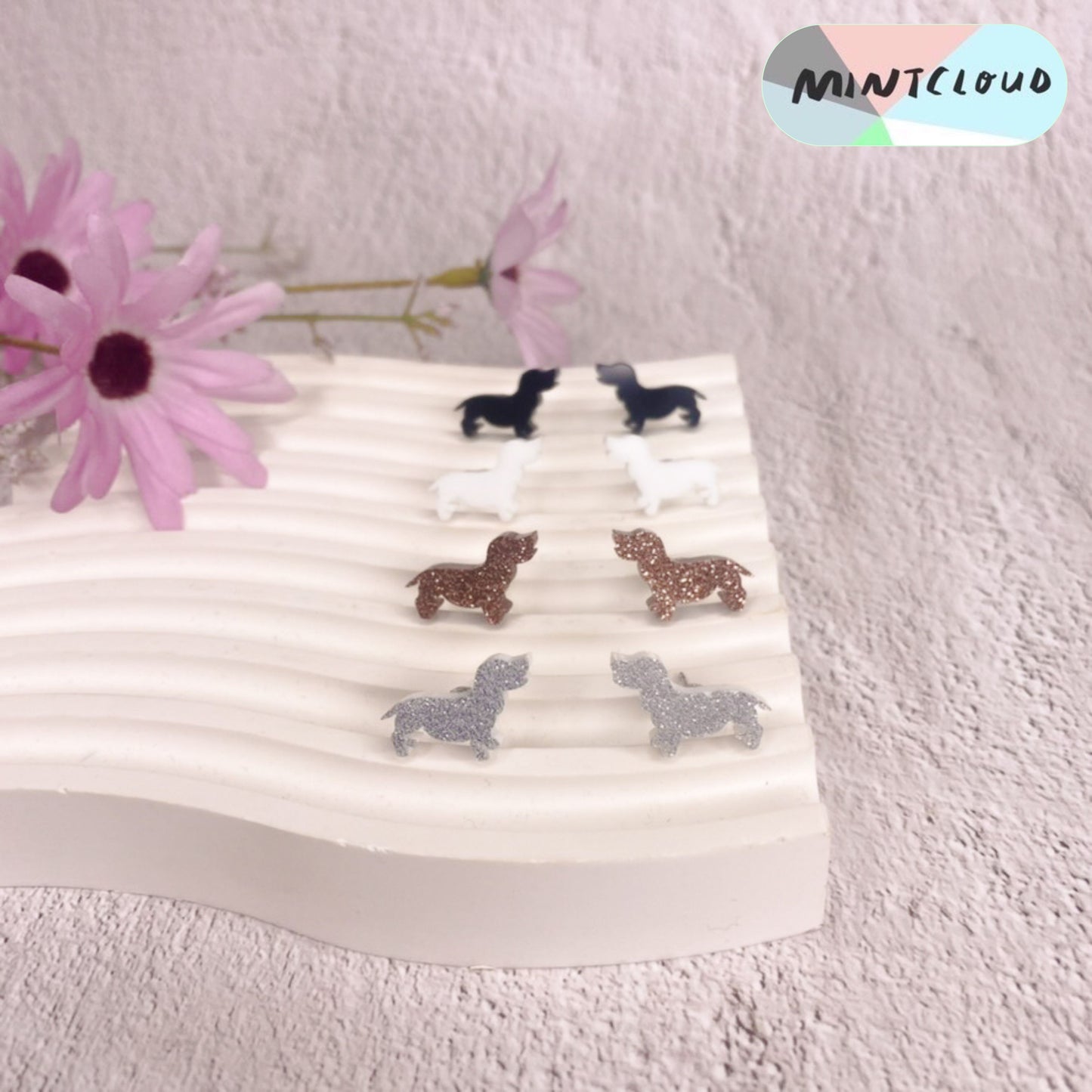 Dachshund Studs - Various Colours From Mintcloud Studio, an online jewellery store based in Adelaide South Australia