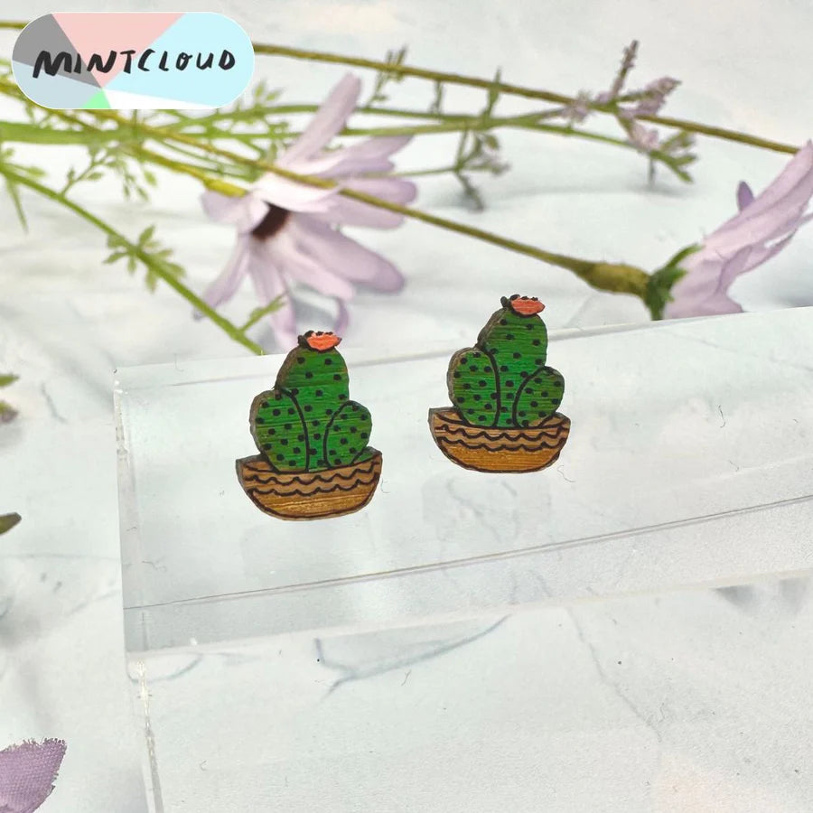 Potted Cacti Trio Studs From Mintcloud Studio, an online jewellery store based in Adelaide South Australia