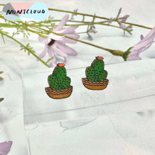 Potted Cacti Trio Studs From Mintcloud Studio, an online jewellery store based in Adelaide South Australia