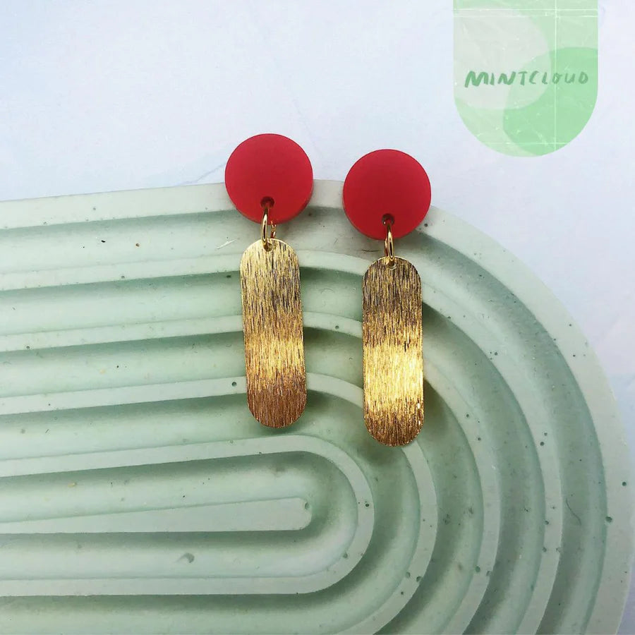 Brass Dangles - Brushed Oval From Mintcloud Studio, an online jewellery store based in Adelaide South Australia