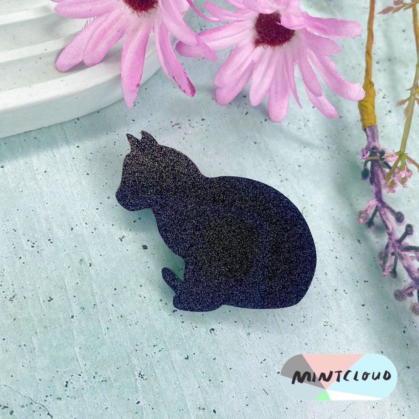 Cat Sitting Brooch - Various Colours From Mintcloud Studio, an online jewellery store based in Adelaide South Australia