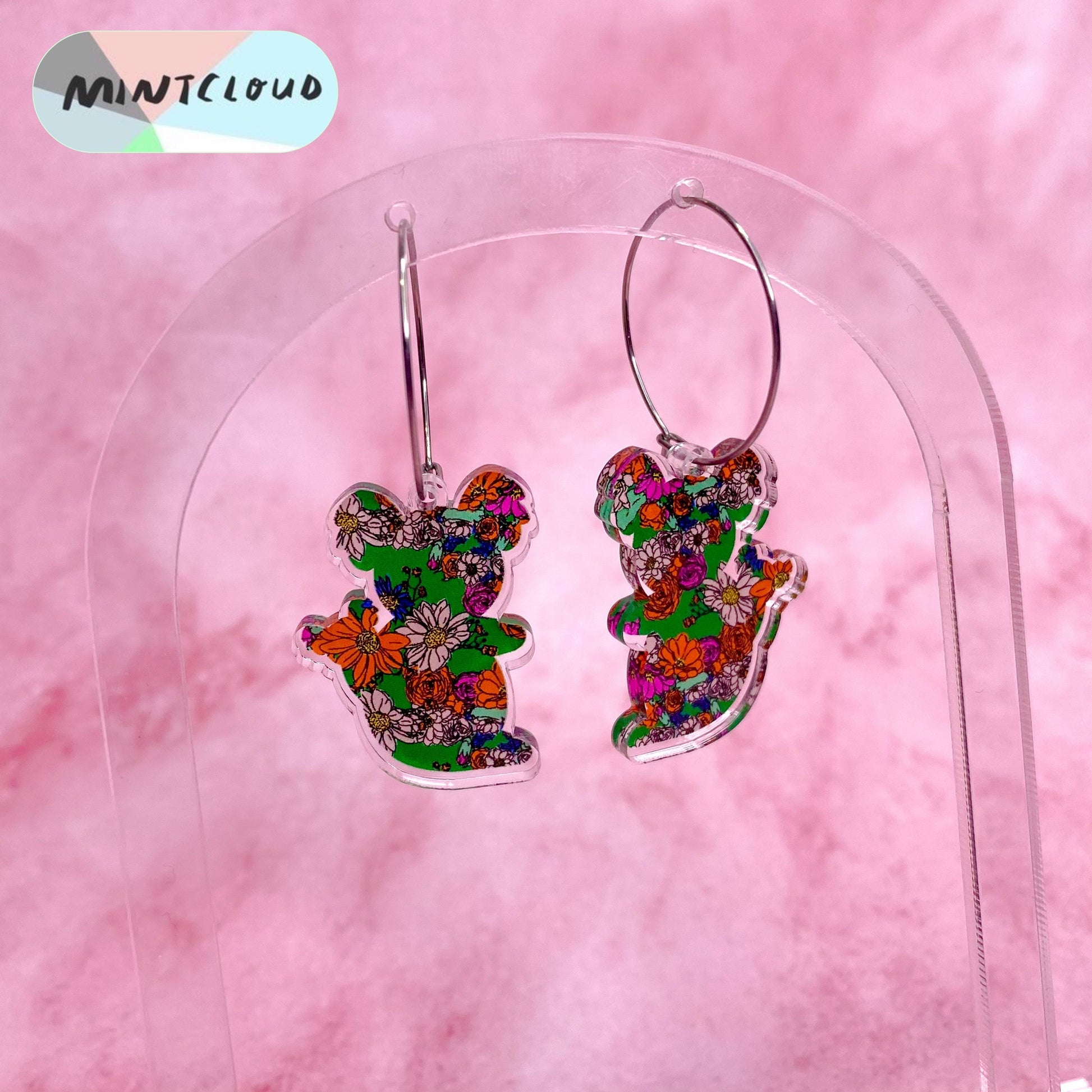 Floral Printed Aussie Animals Dangles - Various Designs From Mintcloud Studio, an online jewellery store based in Adelaide South Australia