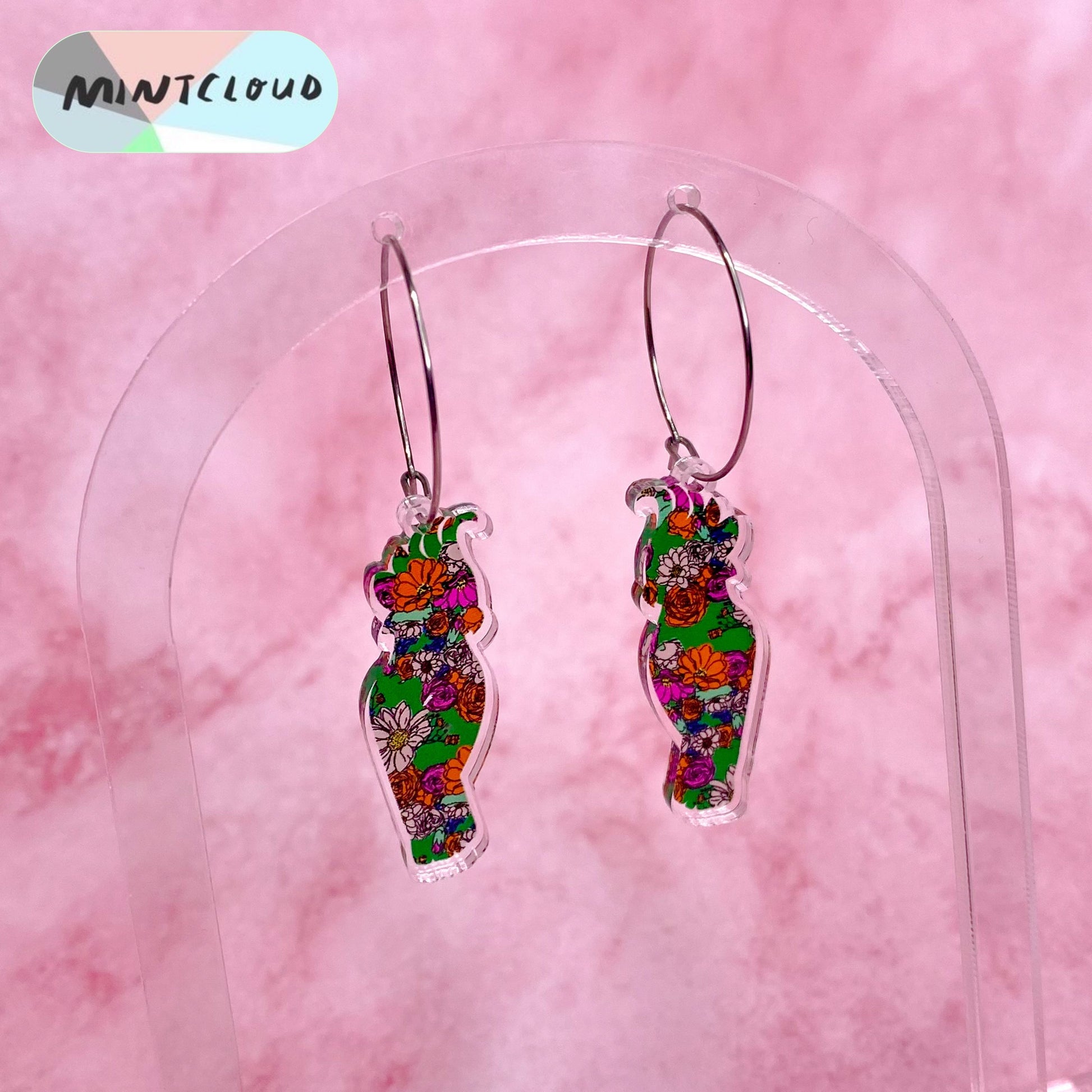 Floral Printed Aussie Animals Dangles - Various Designs From Mintcloud Studio, an online jewellery store based in Adelaide South Australia