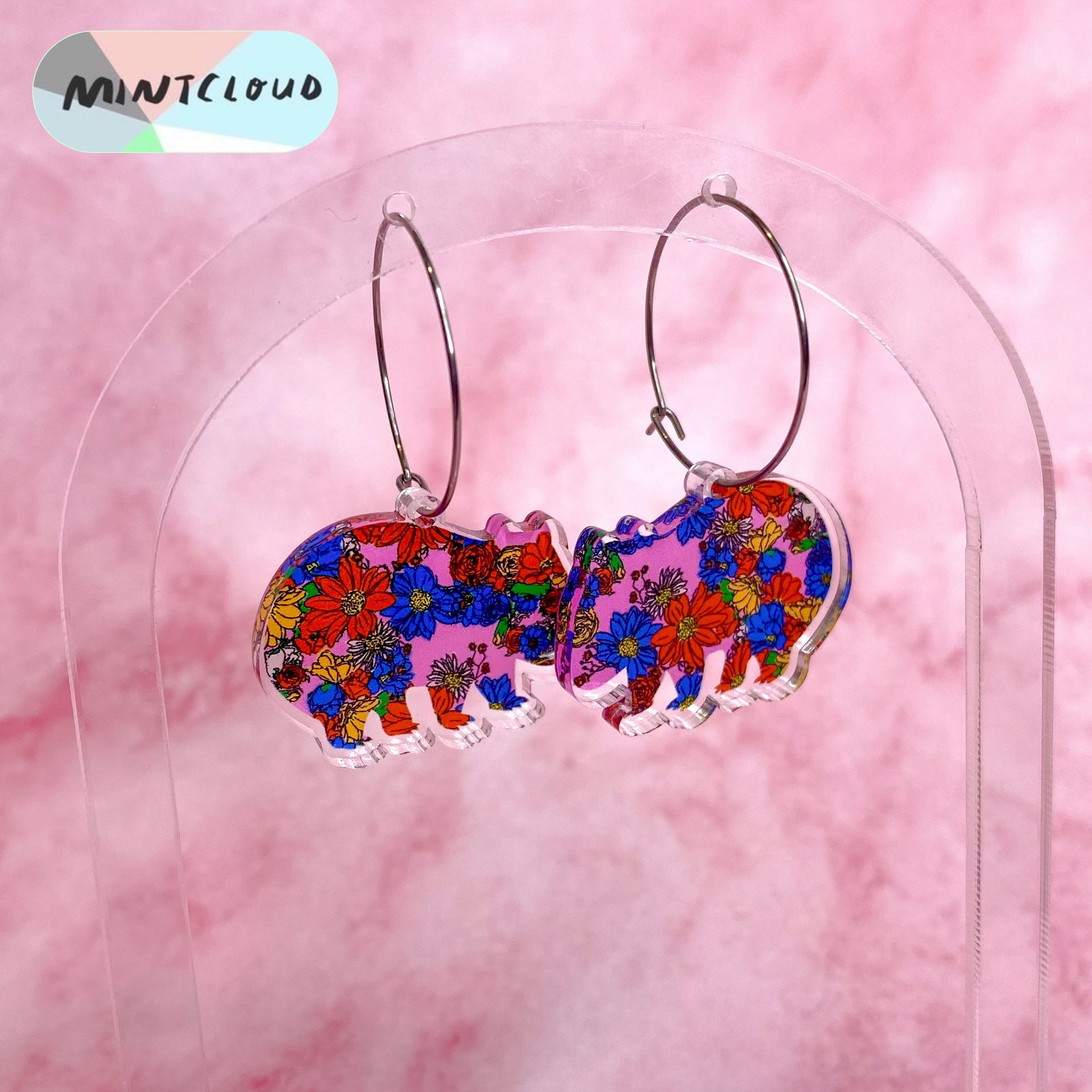 Floral Printed Aussie Animals Dangles - Various Designs From Mintcloud Studio, an online jewellery store based in Adelaide South Australia