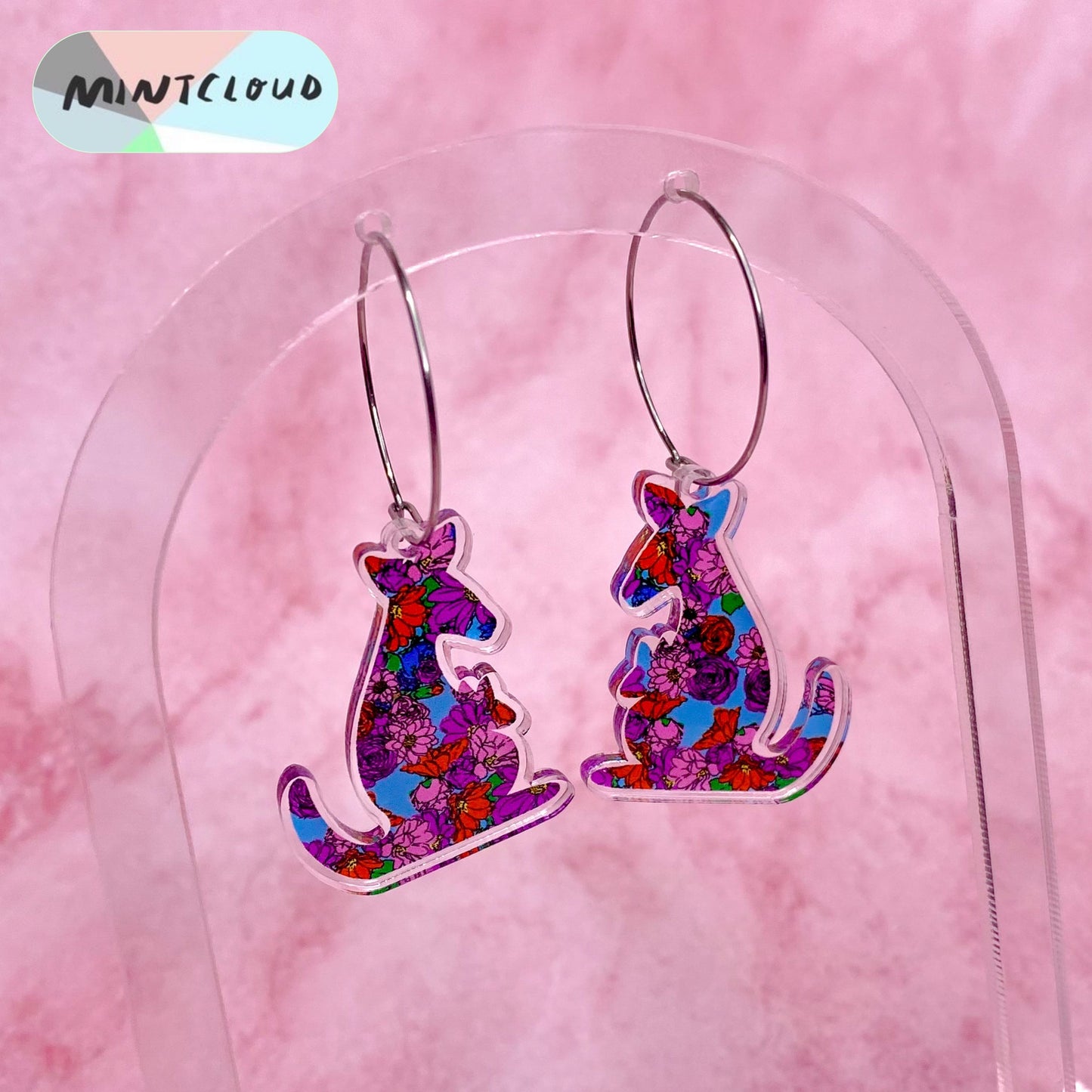 Floral Printed Aussie Animals Dangles - Various Designs From Mintcloud Studio, an online jewellery store based in Adelaide South Australia