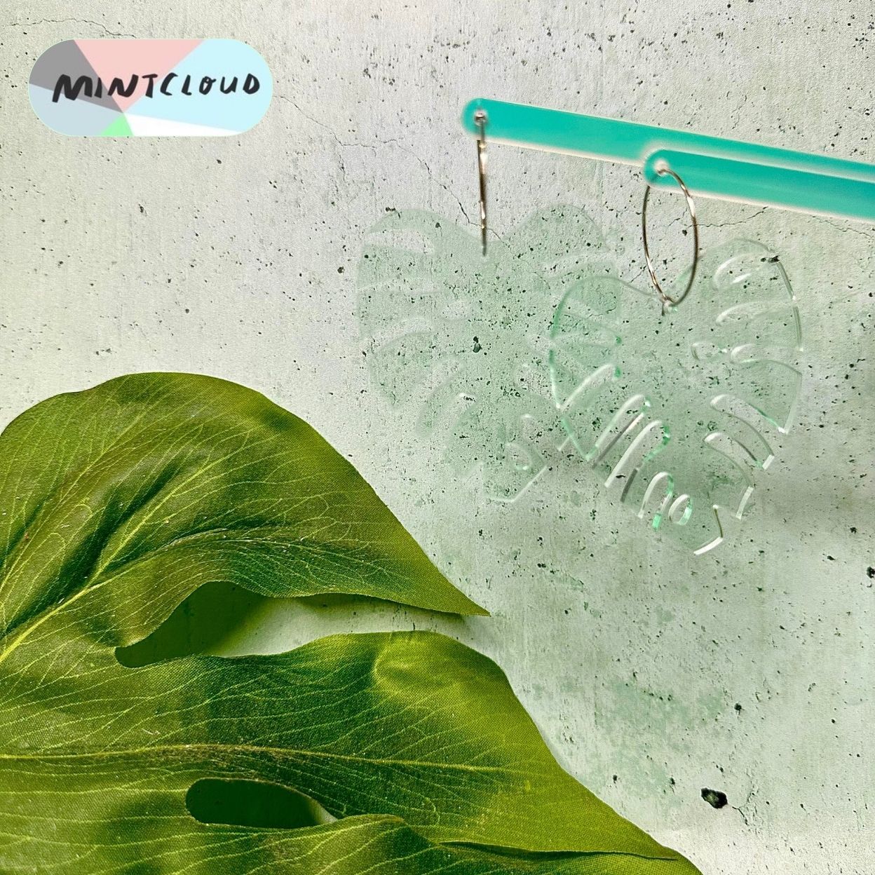 Large Monstera Leaf Dangles From Mintcloud Studio, an online jewellery store based in Adelaide South Australia