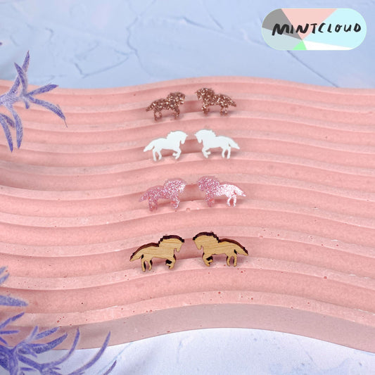 Horse Studs - Various Colours From Mintcloud Studio, an online jewellery store based in Adelaide South Australia