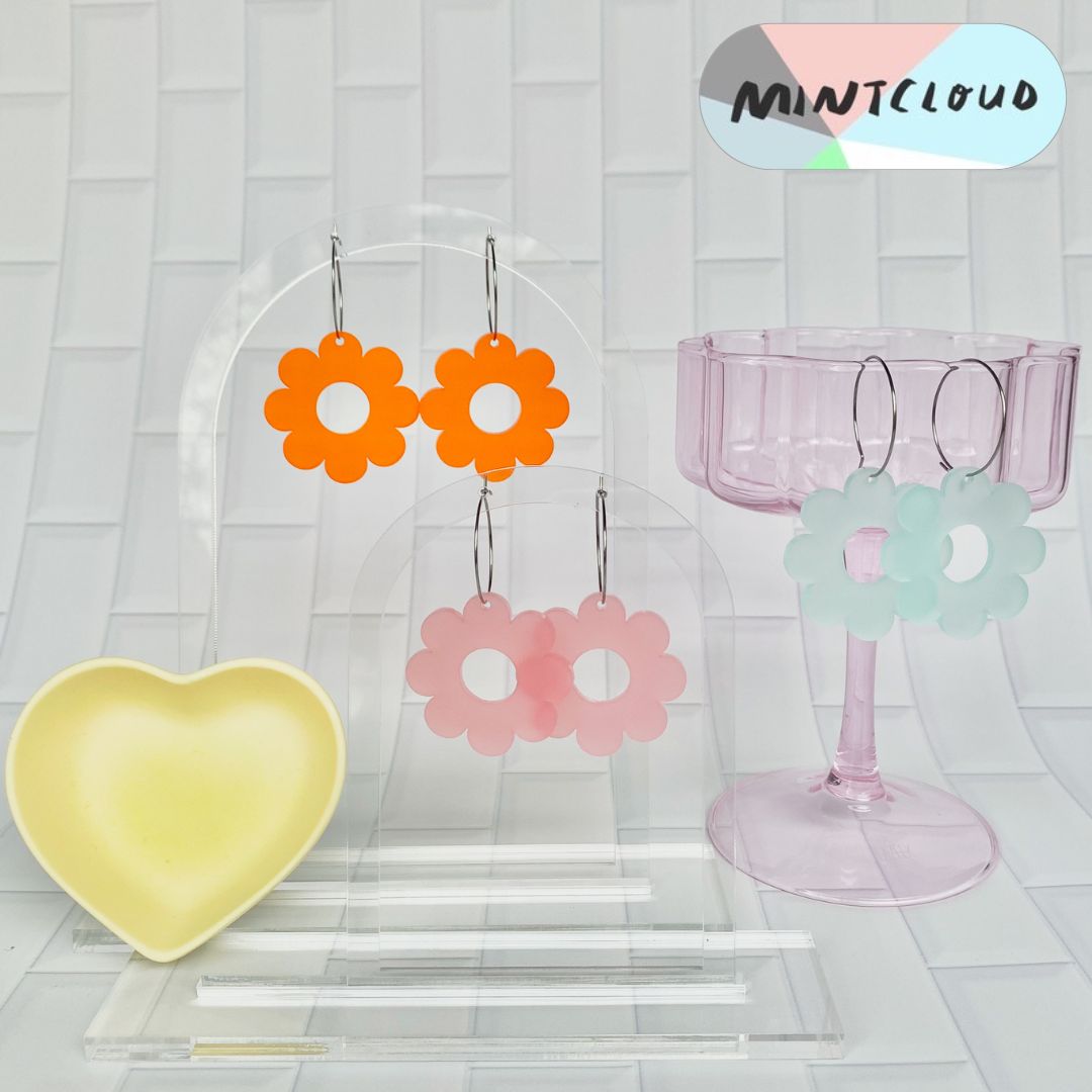 Coloured Daisy Dangles - Various Colours From Mintcloud Studio, an online jewellery store based in Adelaide South Australia