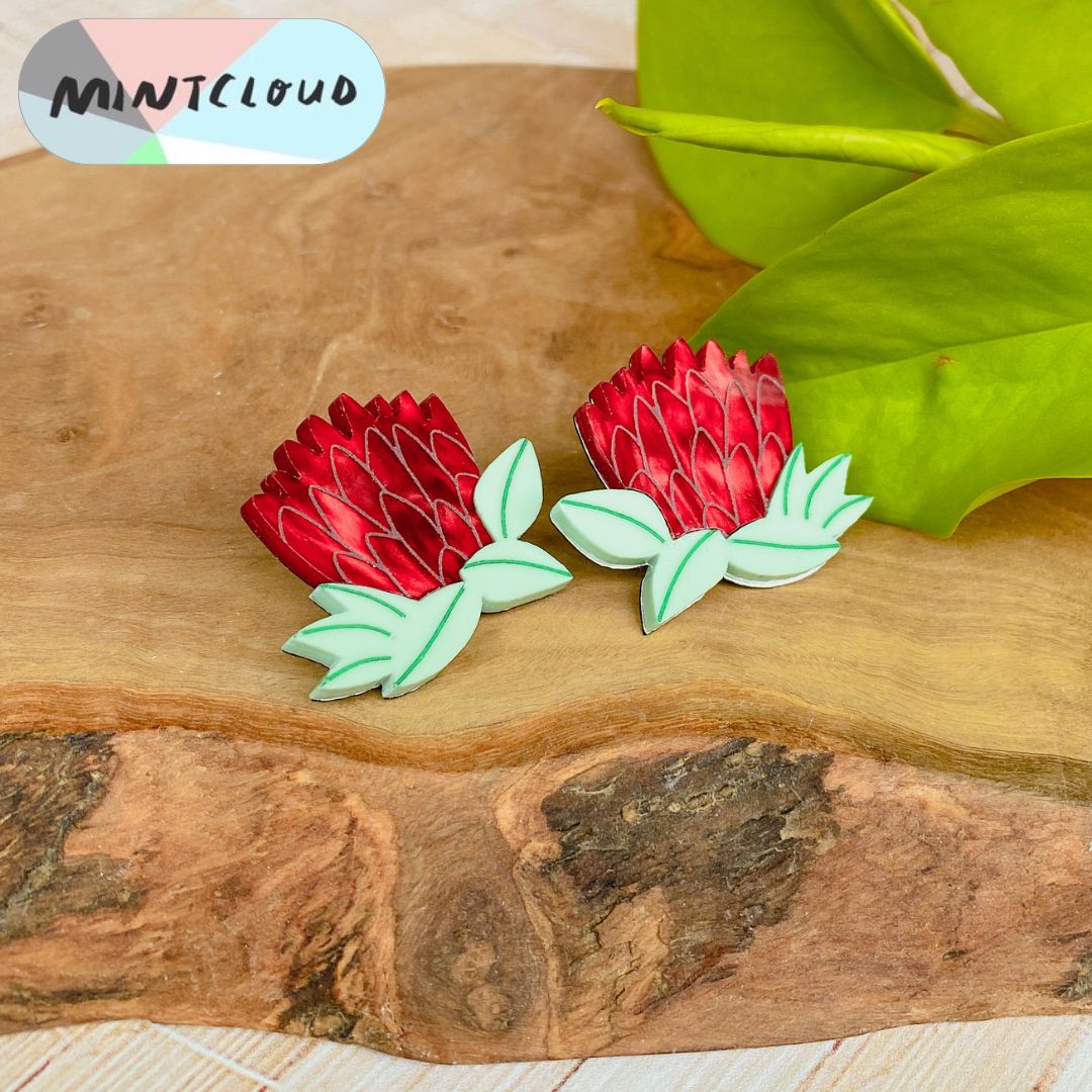 Marble Waratah Studs From Mintcloud Studio, an online jewellery store based in Adelaide South Australia