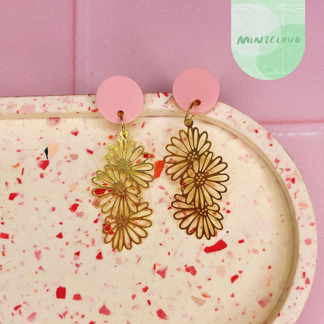 Brass Dangles - Daisy Love From Mintcloud Studio, an online jewellery store based in Adelaide South Australia