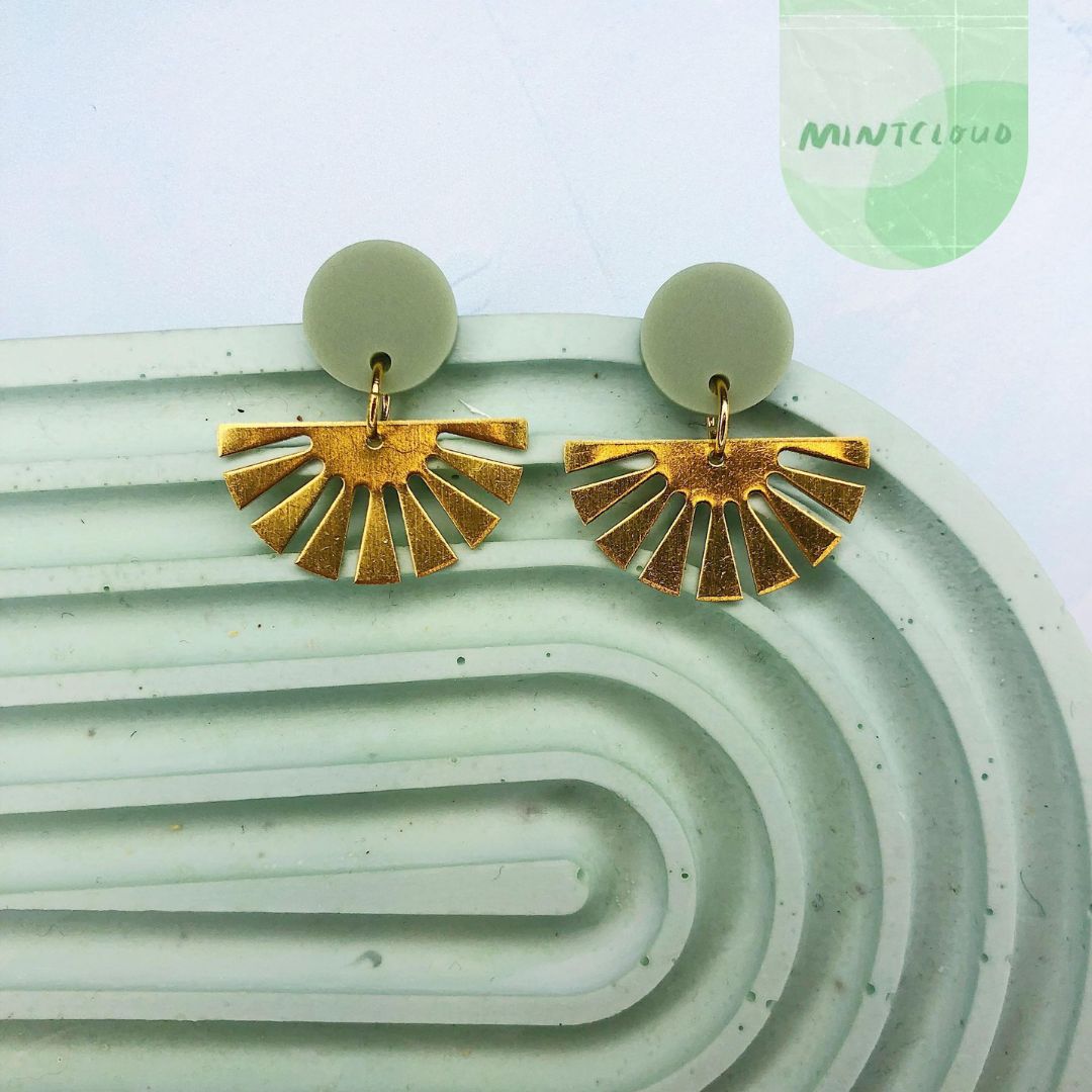 Brass Dangles - Fan From Mintcloud Studio, an online jewellery store based in Adelaide South Australia