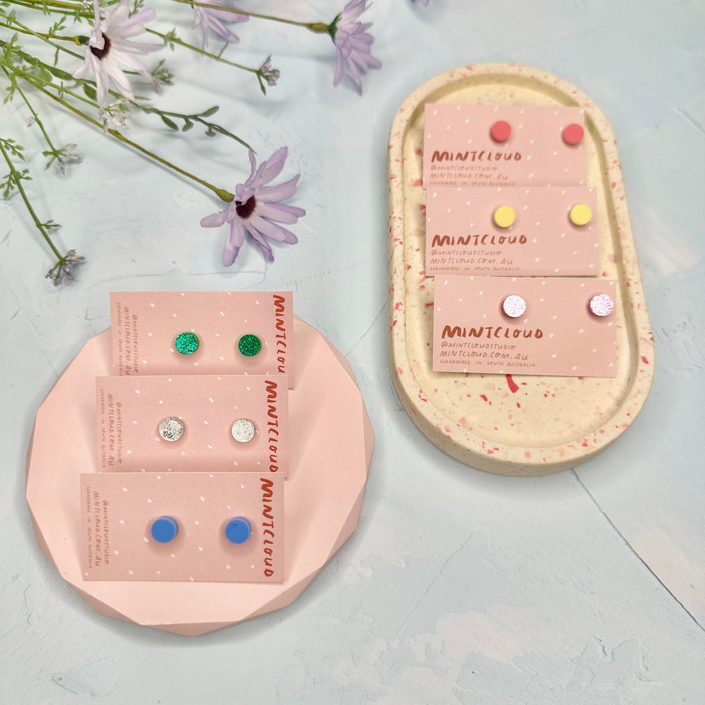 Circle Shaped Studs - Various colours From Mintcloud Studio, an online jewellery store based in Adelaide South Australia