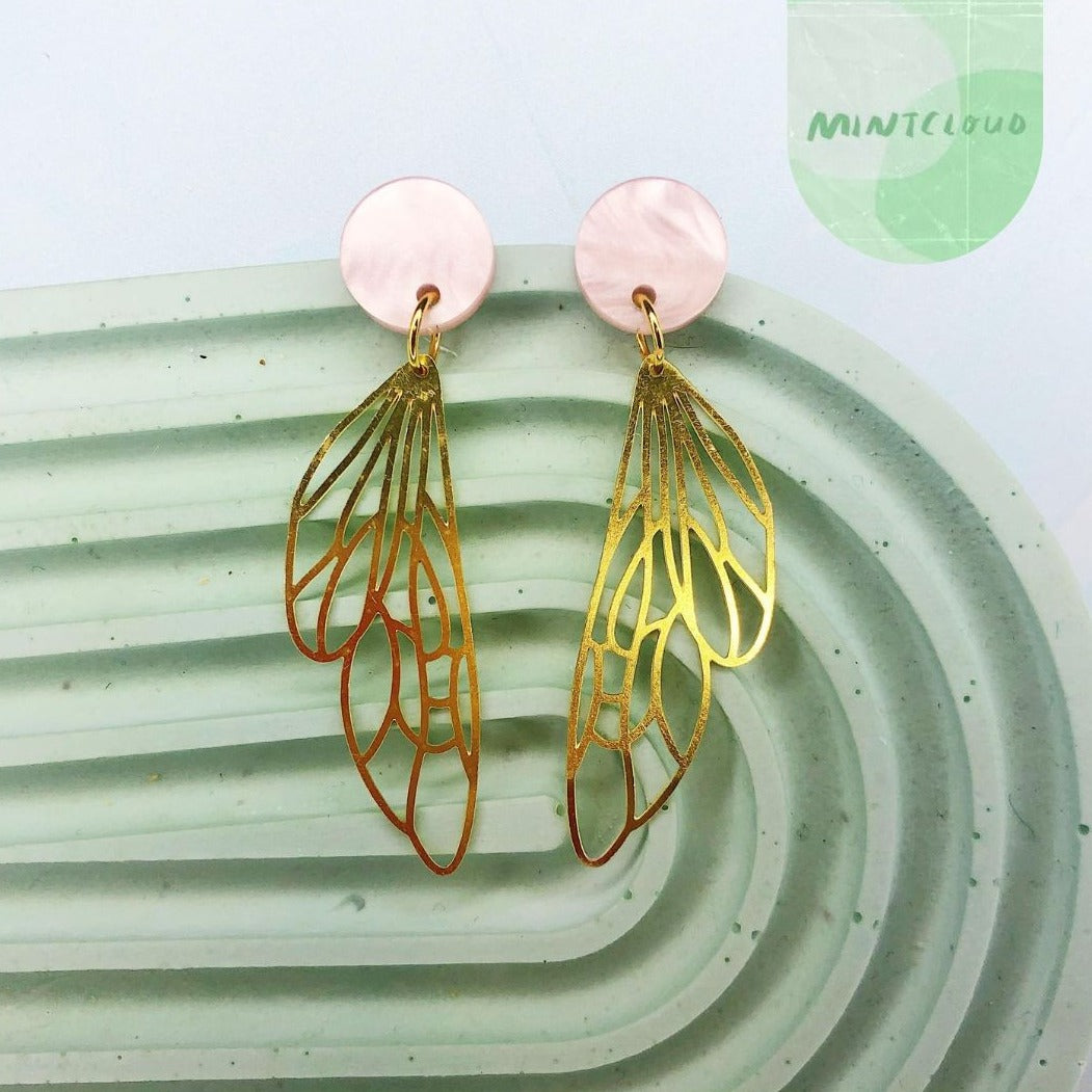 Brass Dangles - Wings From Mintcloud Studio, an online jewellery store based in Adelaide South Australia