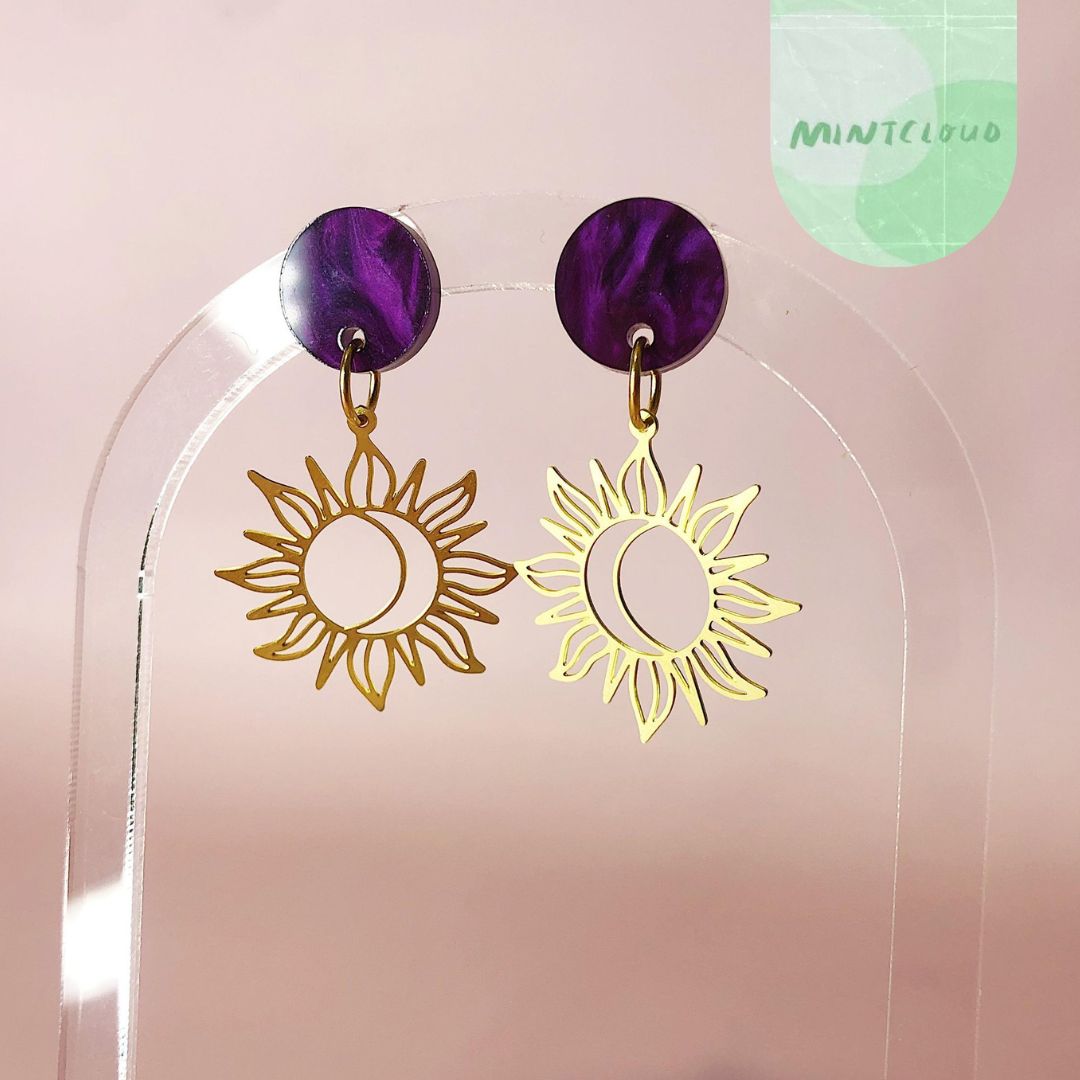 Brass Dangles - Sun Flower From Mintcloud Studio, an online jewellery store based in Adelaide South Australia