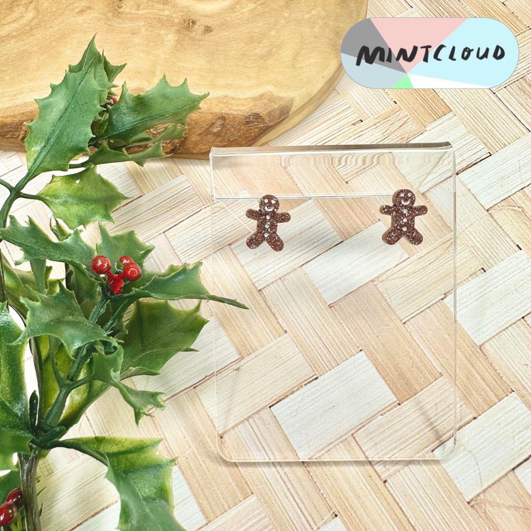 Christmas Stud Earrings - Gingerbread People Various Colours