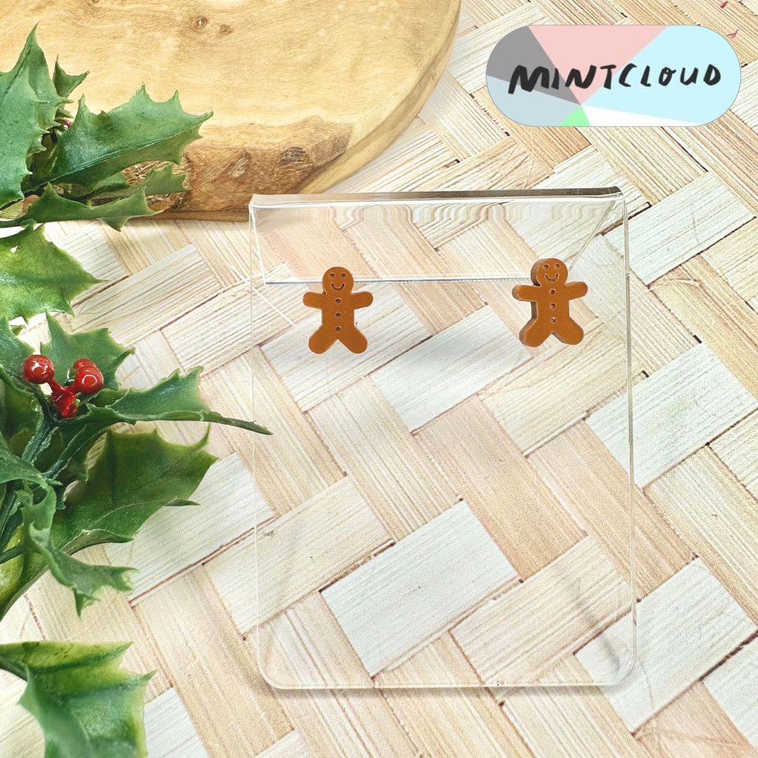 Christmas Stud Earrings - Gingerbread People Various Colours