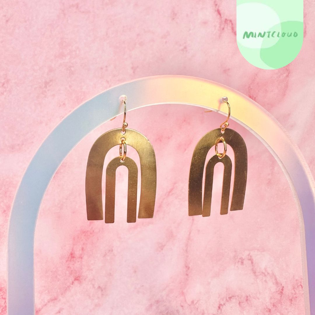 Brass Dangles - Rainbow From Mintcloud Studio, an online jewellery store based in Adelaide South Australia